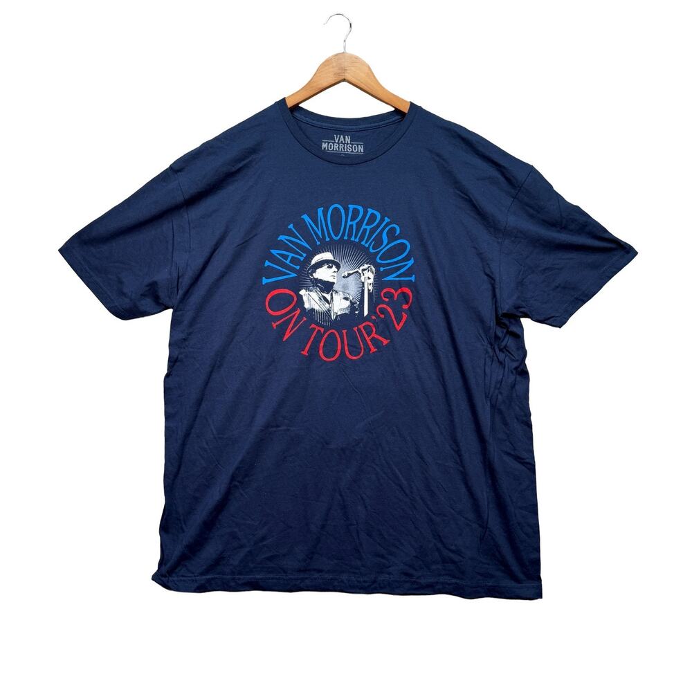 Van Morrison US On Tour 2023 Graphic T Shirt Moondance Navy Blue Adults 2XL